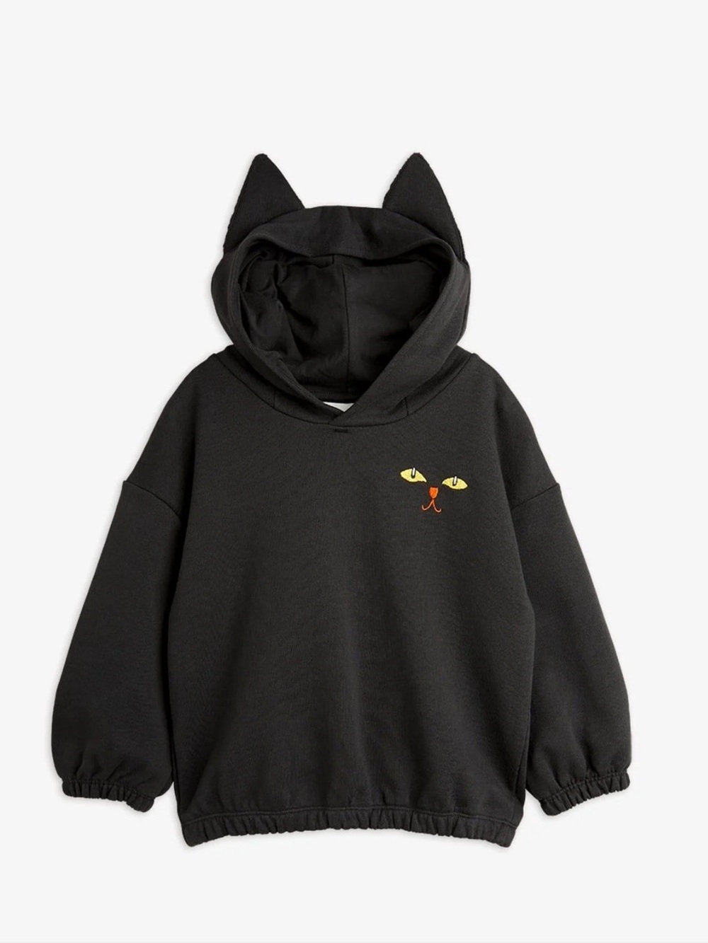 Mini Rodini Organic Cotton - Kids Cat Hooded Sweatshirt w/Ears Detail -